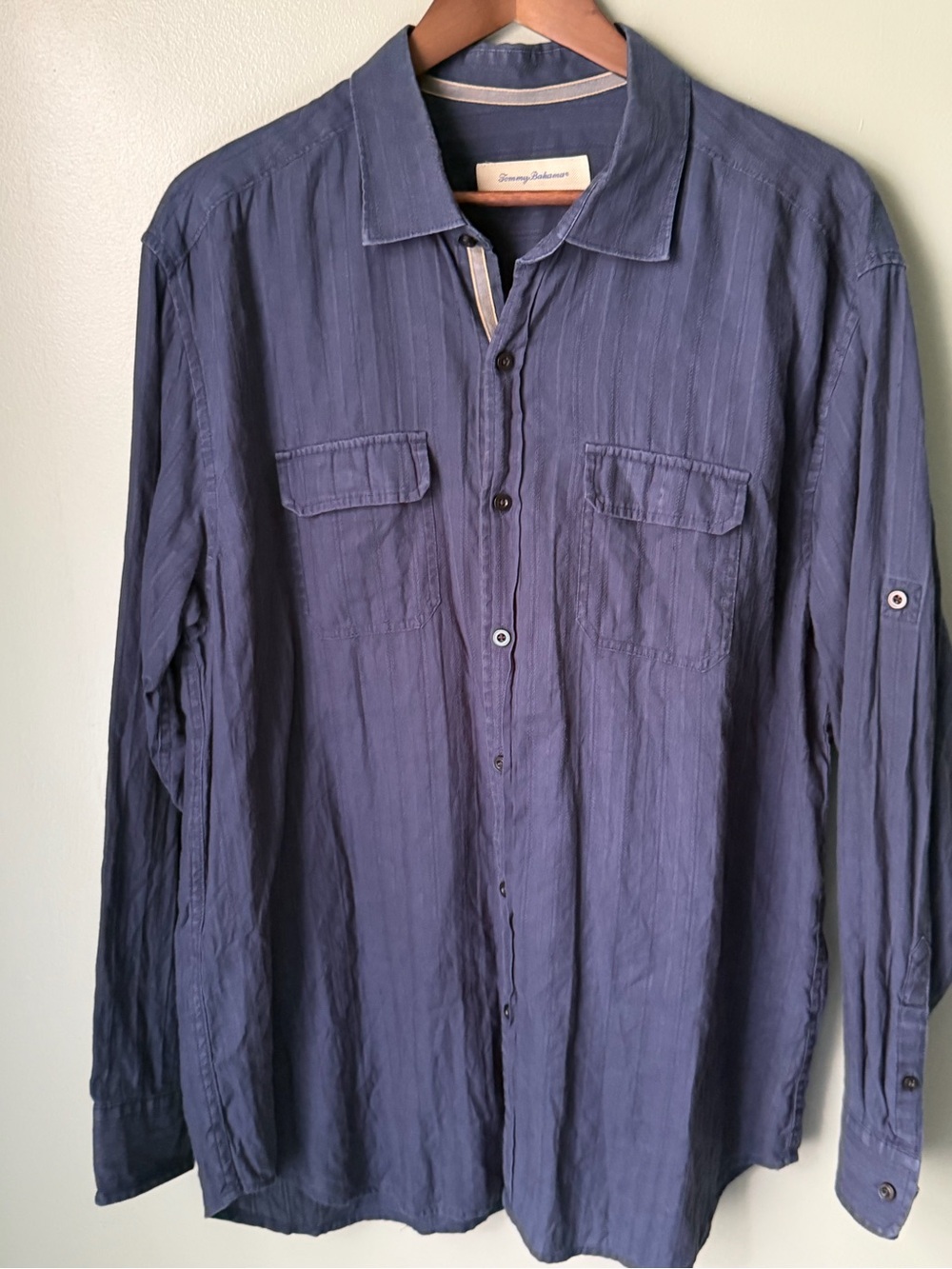 Tommy Bahama Men's Navy Blue Long-Sleeve Button-Down Shirt